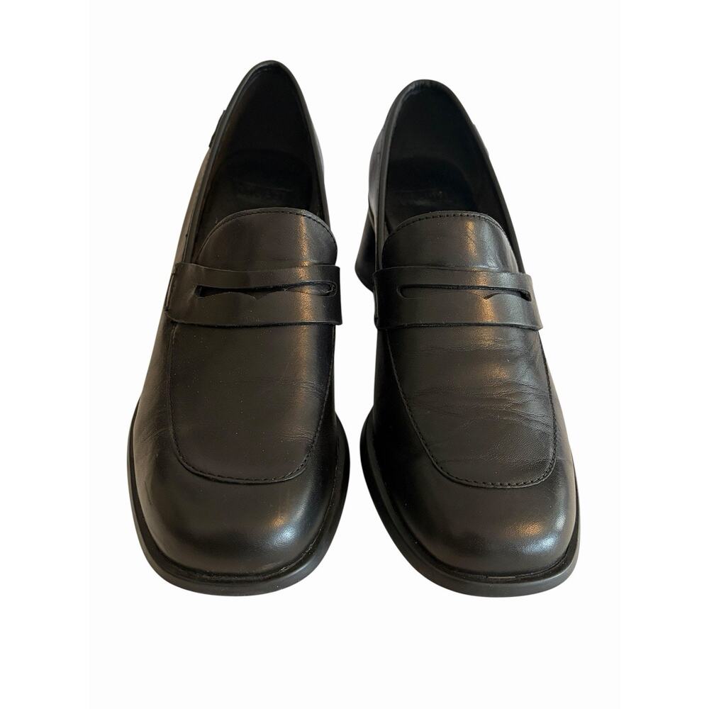 NEW Camper Kiara Penny Loafer •39/8•Heeled Pump Black Leather Anthropologie $248 - Picture 3 of 10